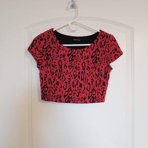 Express Red Leopard Print Crop Top